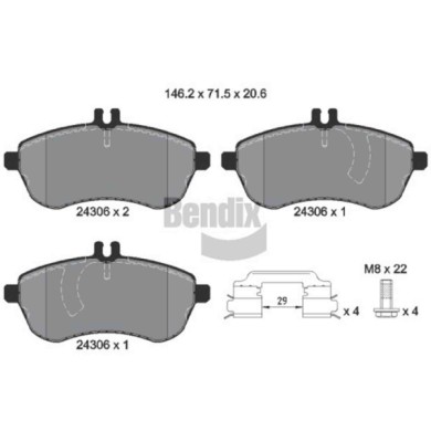 NEUTRO.jpg Kit pastiglie freno, Freno a disco BPD1415 BENDIX BRAKING per MERCEDES-BENZ