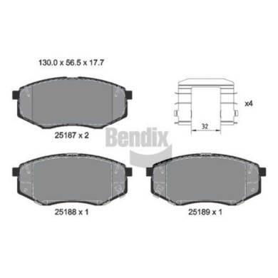 NEUTRO.jpg Kit pastiglie freno, Freno a disco BPD1421 BENDIX BRAKING per HYUNDAI KIA