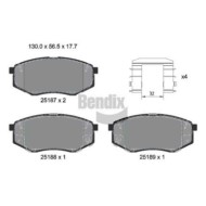 Kit pastiglie freno, Freno a disco BPD1421 BENDIX BRAKING per HYUNDAI KIA