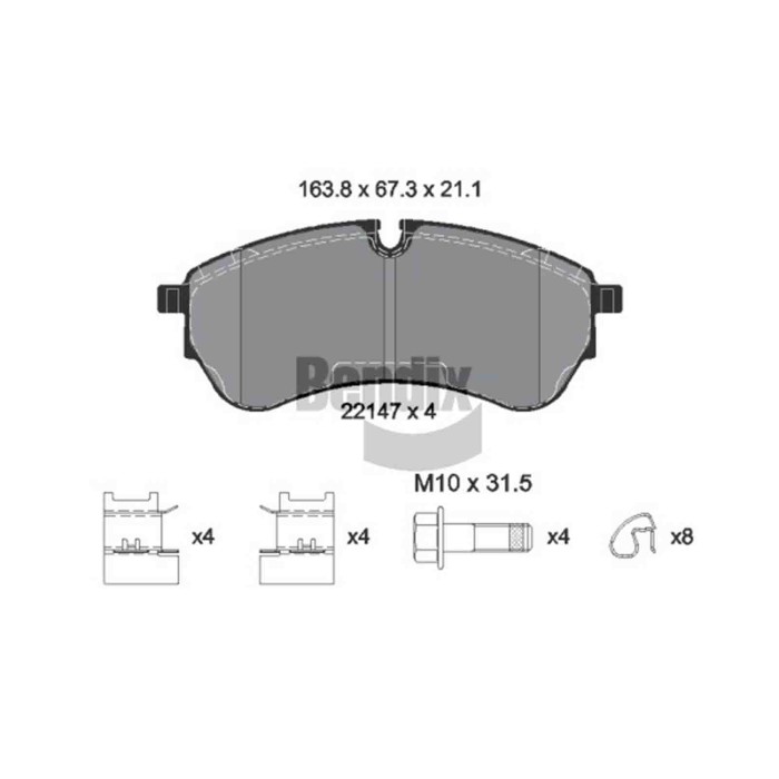 NEUTRO.jpg Kit pastiglie freno, Freno a disco BPD1583 BENDIX BRAKING per VW MAN
