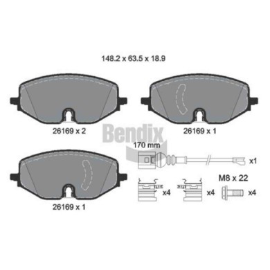 NEUTRO.jpg Kit pastiglie freno, Freno a disco BPD1660 BENDIX BRAKING per AUDI VW FORD SEAT
