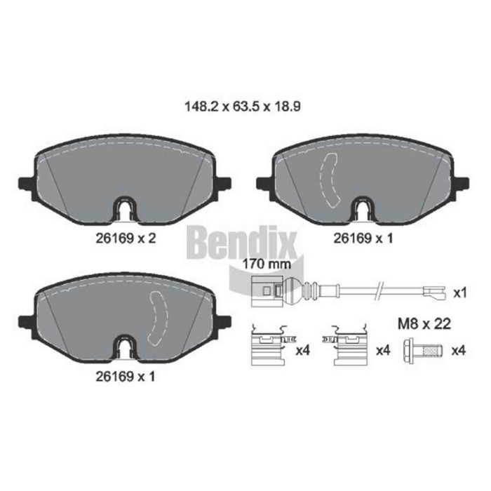 NEUTRO.jpg Kit pastiglie freno, Freno a disco BPD1660 BENDIX BRAKING per AUDI VW FORD SEAT