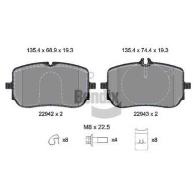NEUTRO.jpg Kit pastiglie freno, Freno a disco BPD2365 BENDIX BRAKING per MERCEDES-BENZ