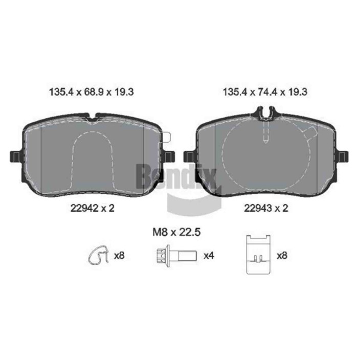 NEUTRO.jpg Kit pastiglie freno, Freno a disco BPD2365 BENDIX BRAKING per MERCEDES-BENZ