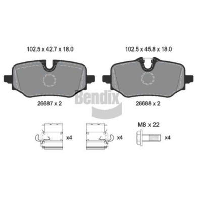 NEUTRO.jpg Kit pastiglie freno, Freno a disco BPD2494 BENDIX BRAKING per BMW MINI