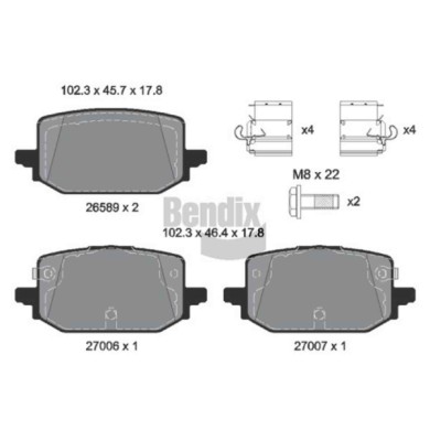 NEUTRO.jpg Kit pastiglie freno, Freno a disco BPD2526 BENDIX BRAKING per RENAULT NISSAN
