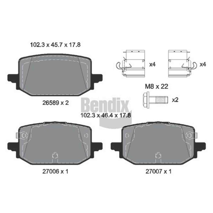 NEUTRO.jpg Kit pastiglie freno, Freno a disco BPD2526 BENDIX BRAKING per RENAULT NISSAN