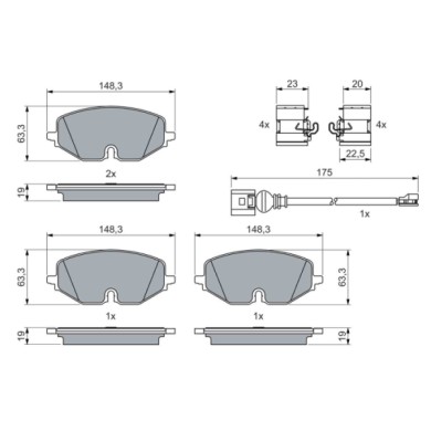 0986460072_2.JPG Kit pastiglie freno, Freno a disco 0 986 460 072 BOSCH per AUDI VW SEAT SKODA
