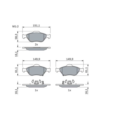 0986494101_2.JPG Kit pastiglie freno, Freno a disco 0 986 494 101 BOSCH per TOYOTA DAIHATSU
