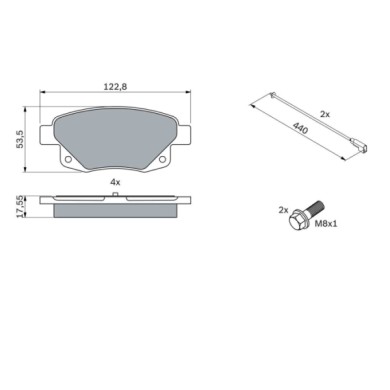0986494171_2.JPG Kit pastiglie freno, Freno a disco 0 986 494 171 BOSCH per FORD