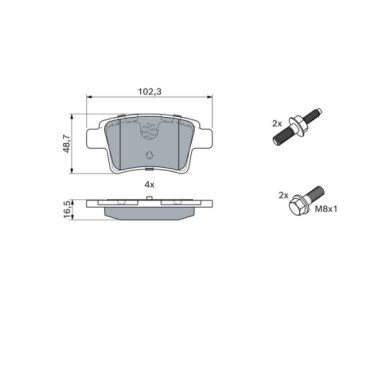 0986494199_2.JPG Kit pastiglie freno, Freno a disco 0 986 494 199 BOSCH per CITROEN