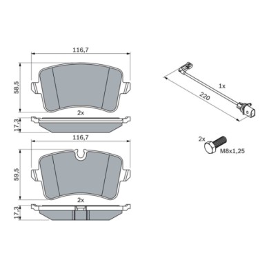 0986494488_2.JPG Kit pastiglie freno, Freno a disco 0 986 494 488 BOSCH per AUDI PORSCHE