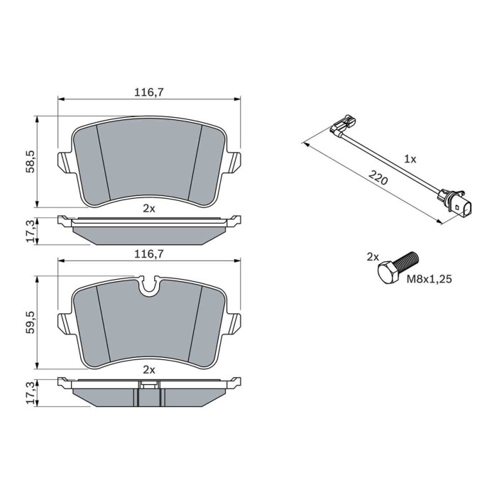 0986494488_2.JPG Kit pastiglie freno, Freno a disco 0 986 494 488 BOSCH per AUDI PORSCHE