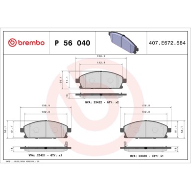 P56040_2.JPG Kit pastiglie freno, Freno a disco P 56 040 BREMBO per NISSAN INFINITI