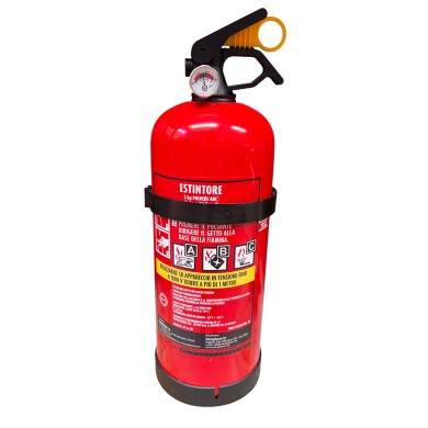 CONFORMITA'_ESTINTORE.jpg Estintore 2 Kg Categoria Abc Omologato Con Supporto Da Parete Kit 3 Pezzi
