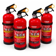 Estintore 2 Kg Categoria Abc Omologato Supporto Da Parete Kit 4 Pezzi
