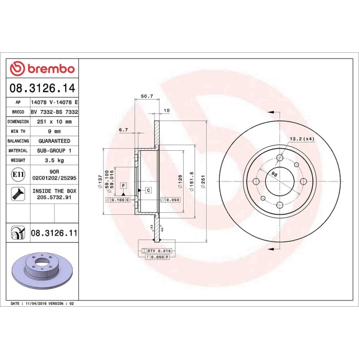 08312614_2.JPG Discofreno Singolo 08.3126.14 BREMBO per FIAT ALFA ROMEO LANCIA