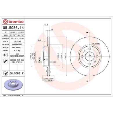 08508614_2.JPG Discofreno Singolo 08.5086.14 BREMBO per FIAT ALFA ROMEO LANCIA