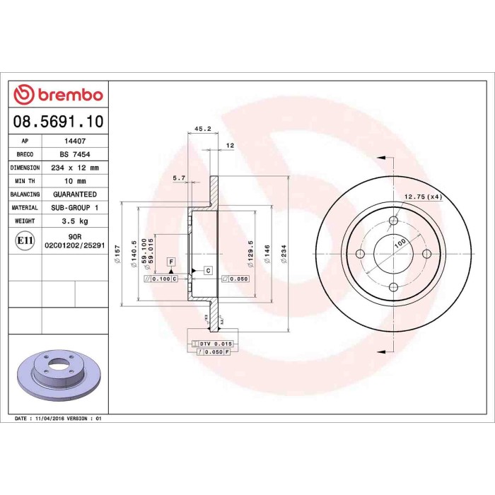 08569110_2.JPG Discofreno Singolo 08.5691.10 BREMBO per NISSAN