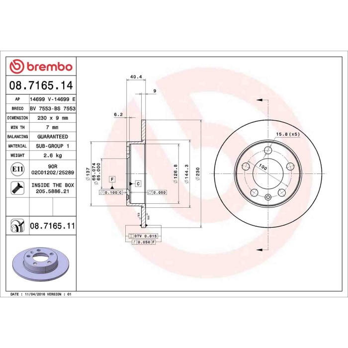 08716511_2.JPG Discofreno Singolo 08.7165.11 BREMBO per AUDI VW SEAT SKODA