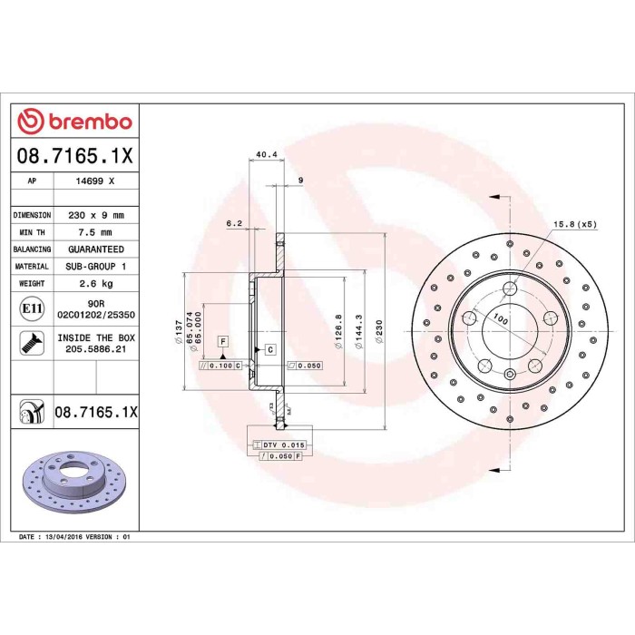 0871651X_2.JPG Discofreno Singolo 08.7165.1X BREMBO per AUDI VW SEAT SKODA