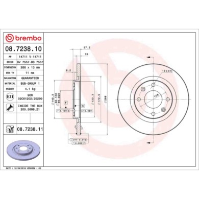 08723810_2.JPG Discofreno Singolo 08.7238.10 BREMBO per PEUGEOT CITROEN