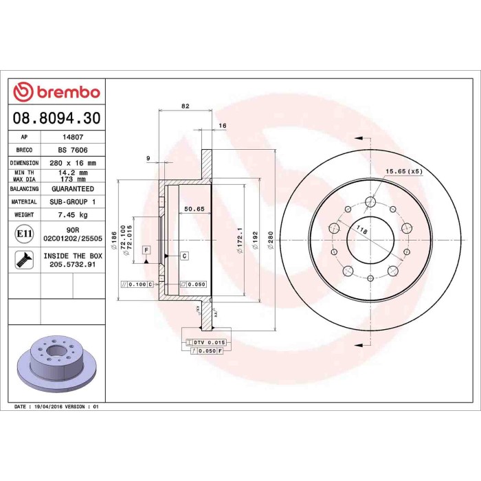 08809430_2.JPG Discofreno Singolo 08.8094.30 BREMBO per PEUGEOT CITROEN FIAT