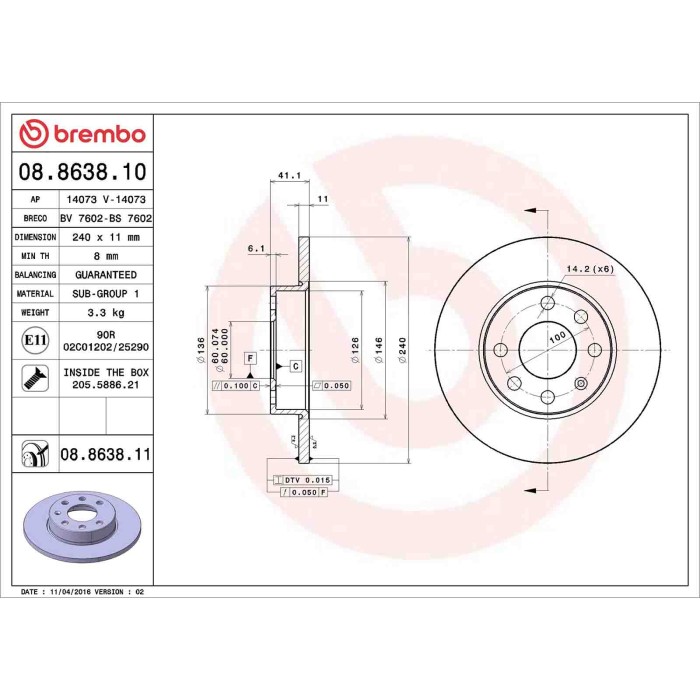 08863810_2.JPG Discofreno Singolo 08.8638.10 BREMBO per OPEL