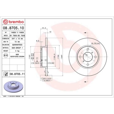 08870510_2.JPG Discofreno Singolo 08.8705.10 BREMBO per OPEL SUZUKI