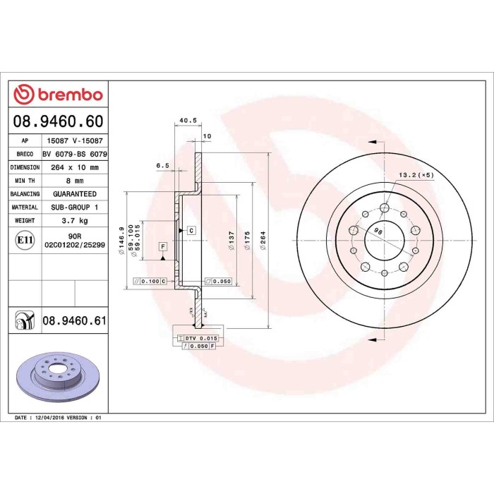 08946061_2.JPG Discofreno Singolo 08.9460.61 BREMBO per FIAT