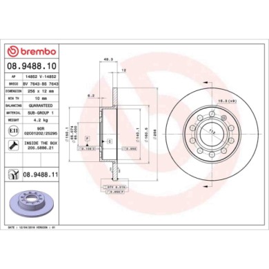 08948811_2.JPG Discofreno Singolo 08.9488.11 BREMBO per AUDI VW SEAT SKODA