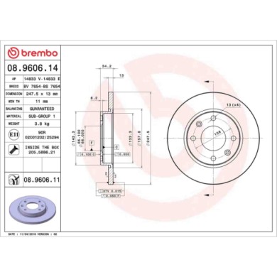 08960614_2.JPG Discofreno Singolo 08.9606.14 BREMBO per PEUGEOT CITROEN