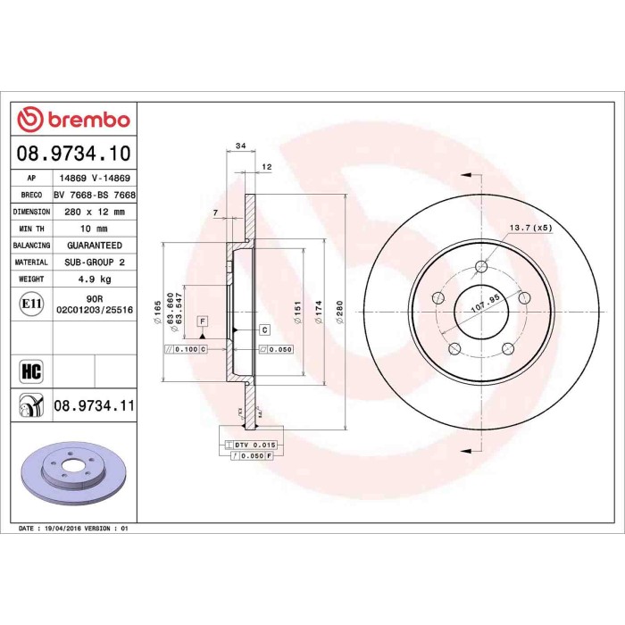 08973411_2.JPG Discofreno Singolo 08.9734.11 BREMBO per FORD JAGUAR