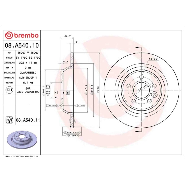 08A54010_2.JPG Discofreno Singolo 08.A540.10 BREMBO per FORD LAND ROVER