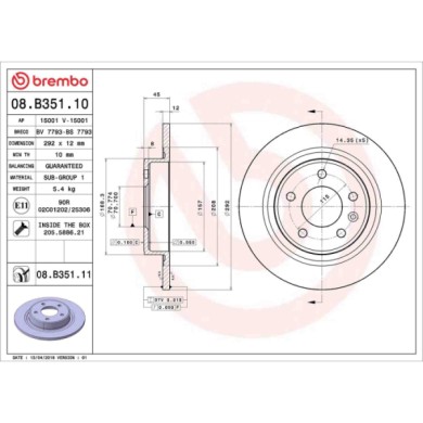08B35111_2.JPG Discofreno Singolo 08.B351.11 BREMBO per OPEL CHEVROLET VAUXHALL