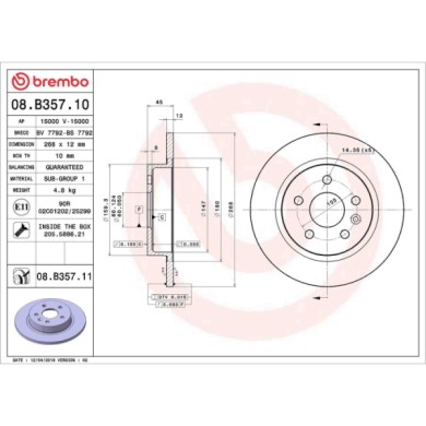 08B35711_2.JPG Discofreno Singolo 08.B357.11 BREMBO per OPEL CHEVROLET