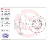 08C30811_2.JPG Discofreno Singolo 08.C308.11 BREMBO per PEUGEOT CITROEN TOYOTA OPEL DS VAUXHALL