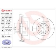 08C30911_2.JPG Discofreno Singolo 08.C309.11 BREMBO per PEUGEOT CITROEN TOYOTA OPEL DS VAUXHALL