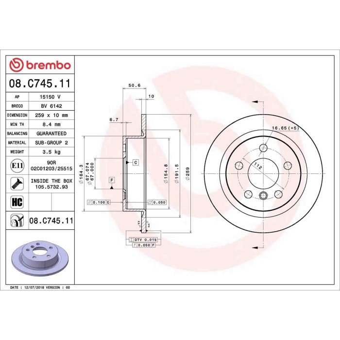 08C74511_2.JPG Discofreno Singolo 08.C745.11 BREMBO per MINI