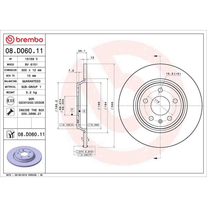 08D06011_2.JPG Discofreno Singolo 08.D060.11 BREMBO per AUDI
