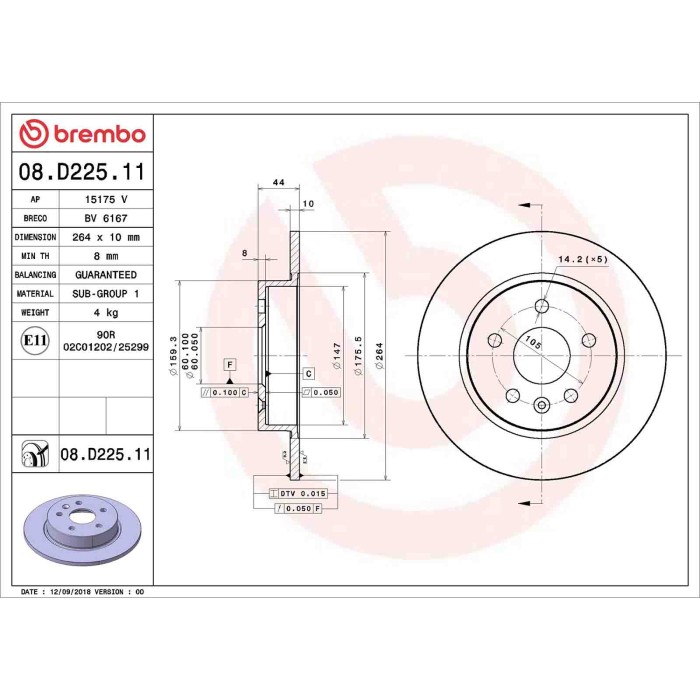 08D22511_2.JPG Discofreno Singolo 08.D225.11 BREMBO per OPEL