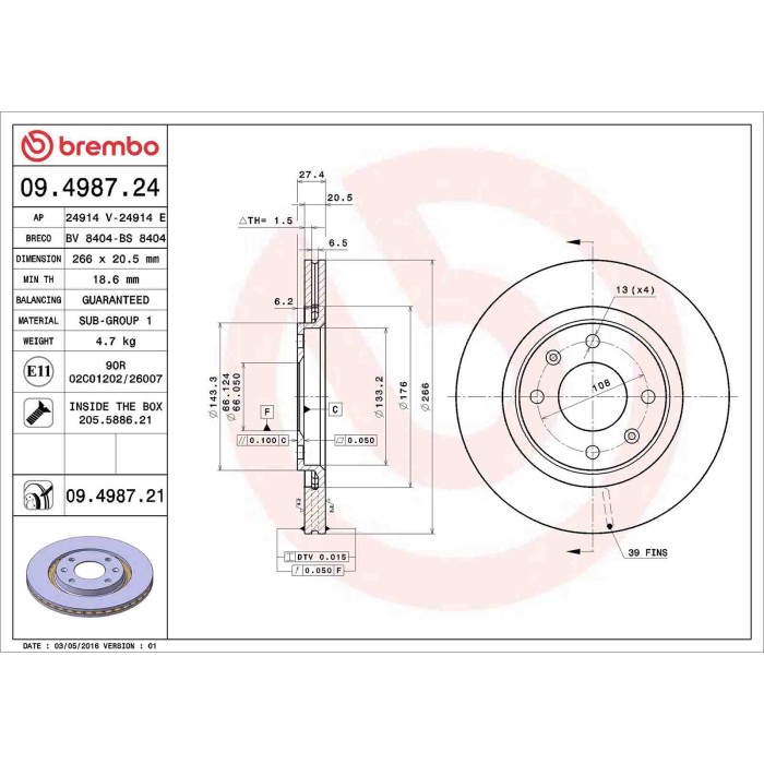 09498724_2.JPG Discofreno Singolo 09.4987.24 BREMBO per PEUGEOT CITROEN