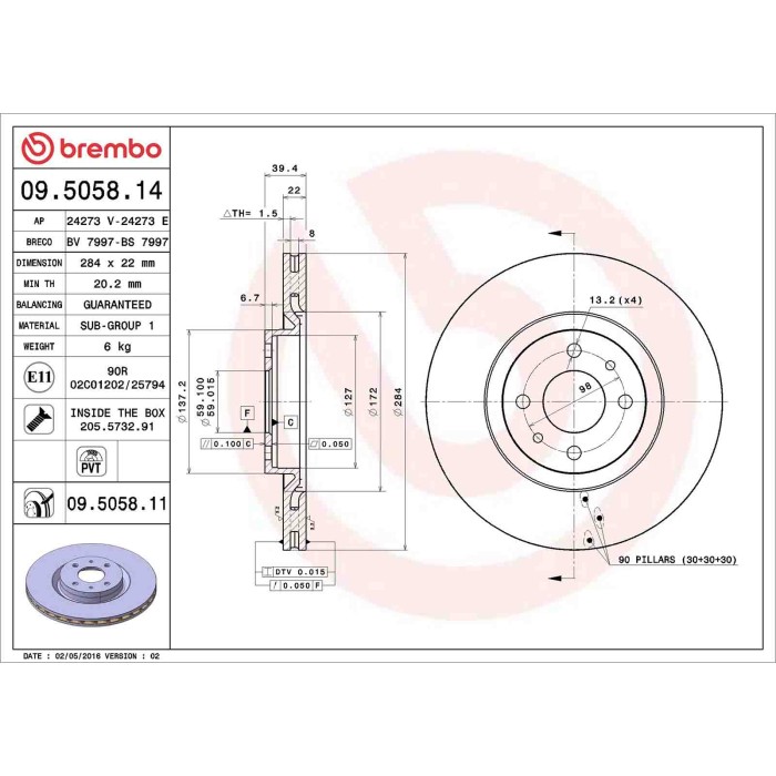 09505814_2.JPG Discofreno Singolo 09.5058.14 BREMBO per FIAT ALFA ROMEO LANCIA