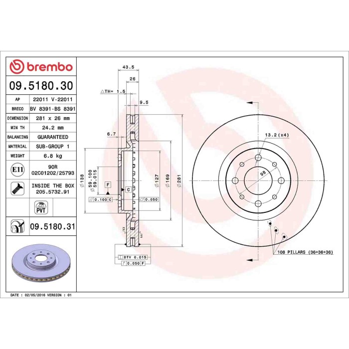 09518030_2.JPG Discofreno Singolo 09.5180.30 BREMBO per FIAT ALFA ROMEO LANCIA