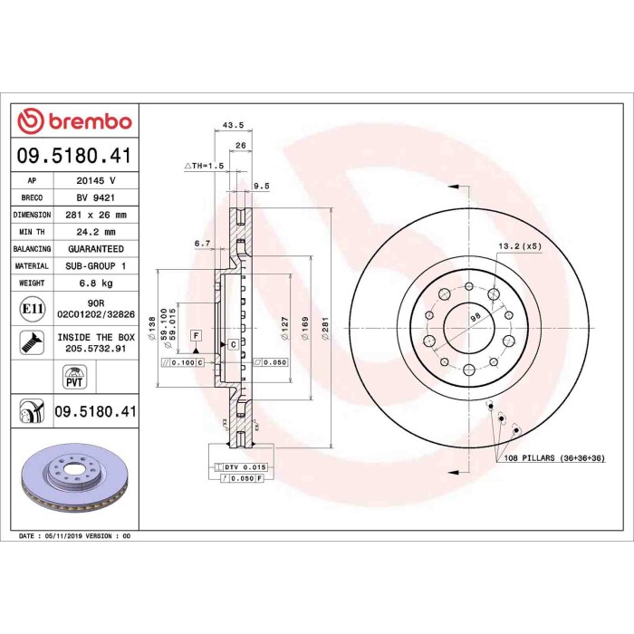 09518041_2.JPG Discofreno Singolo 09.5180.41 BREMBO per FIAT