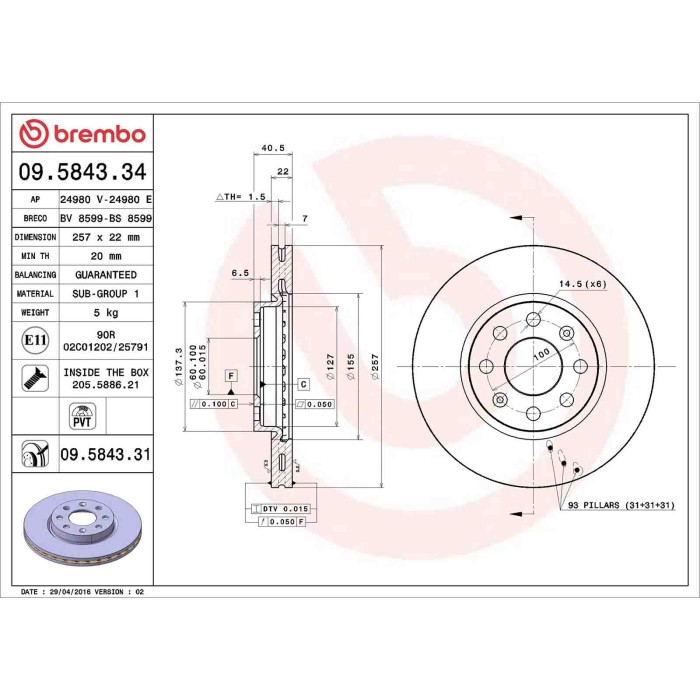 09584334_2.JPG Discofreno Singolo 09.5843.34 BREMBO per OPEL FIAT