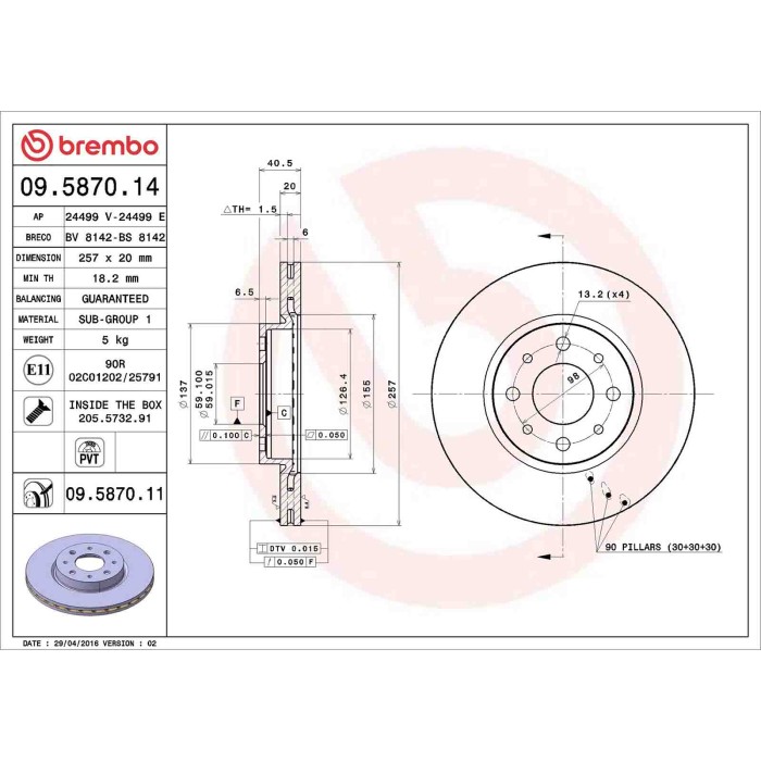 09587014_2.JPG Discofreno Singolo 09.5870.14 BREMBO per FIAT ALFA ROMEO LANCIA