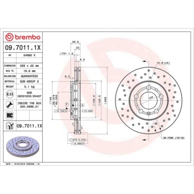 0970111X_2.JPG Discofreno Singolo 09.7011.1X BREMBO per AUDI VW SEAT SKODA