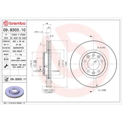 09830310_2.JPG Discofreno Singolo 09.8303.10 BREMBO per PEUGEOT CITROEN
