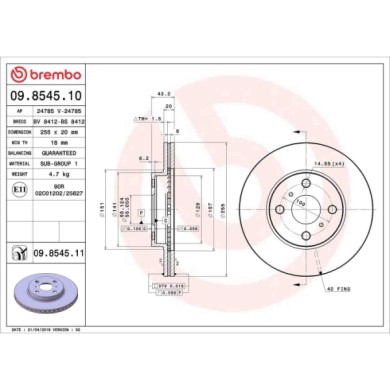 09854510_2.JPG Discofreno Singolo 09.8545.10 BREMBO per TOYOTA